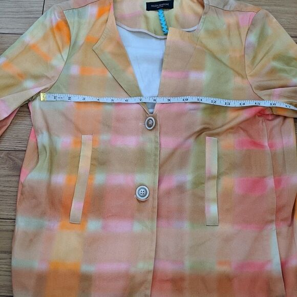 PIAZZA sempione - pastel watercolor blazer suit jacket two buttons and pockets - Picture 10 of 12